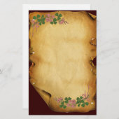 ST. PATRICK'S DAY /Kleeblätter auf braunem Pergame Briefpapier (Vorne/Hinten)