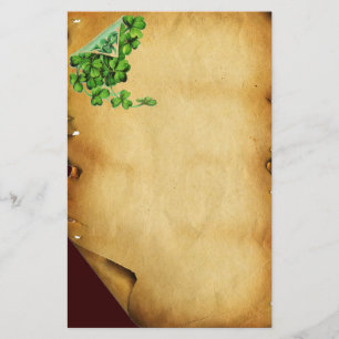 ST. PATRICK'S DAY /Kleeblätter auf braunem Pergame Briefpapier