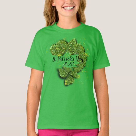 St. Patrick's Day | KLEEBLÄTTER | funkelnde Herzen T-Shirt (Vorderseite)