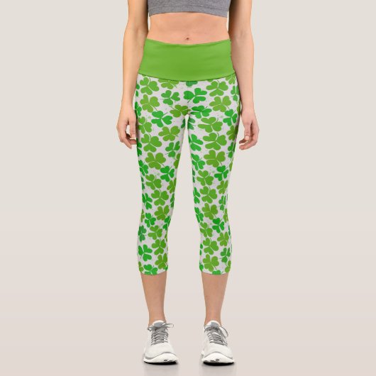 St. Patrick's Day - Kleeblätter mit viel Glück Capri Leggings (Vorderseite)
