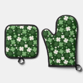 St. Patrick's Day Kleeblätter Ofenhandschuh & Topflappen-Set (Vorderseite)