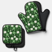 St. Patrick's Day Kleeblätter Ofenhandschuh & Topflappen-Set (Vorderseite/Rückseite)