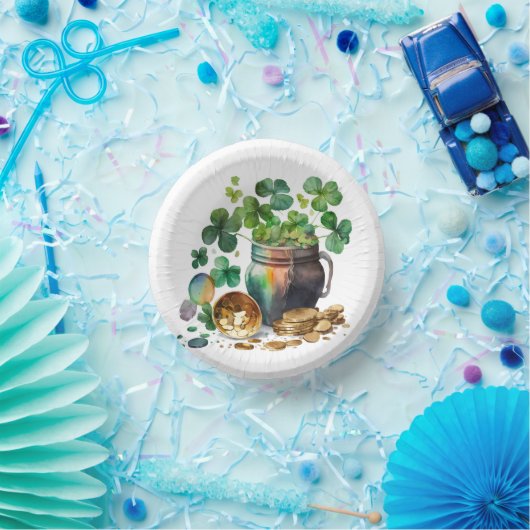 St. Patrick's Day Kleeblatts and Coins Pappteller (Party)