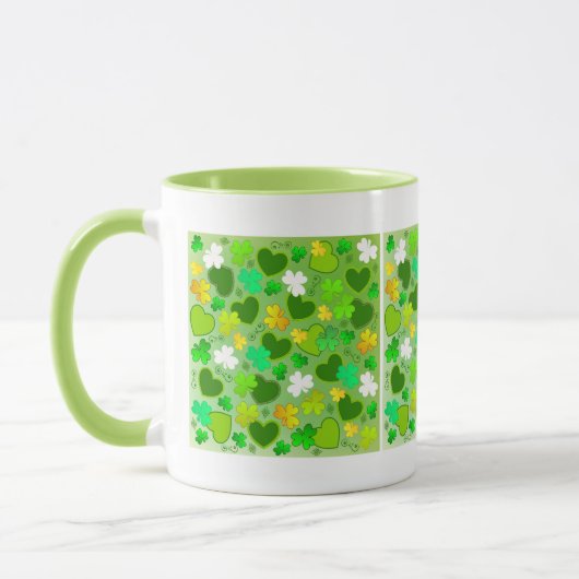 St. Patrick's Day Kleeblatts and Hearts Tasse (Links)