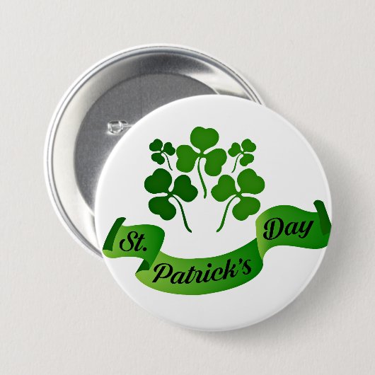 St. Patrick's Day Kleeblatts Button (Vorne & Hinten)
