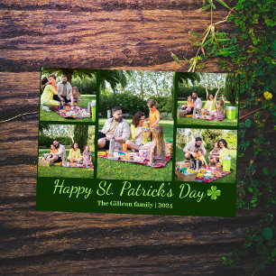 St. Patrick's Day Kleeblatts Foto Collage Folien Feiertagskarte