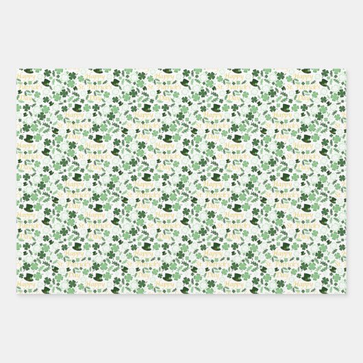 St. Patrick's Day Kleeblatts Geschenkpapier Set (Vorderseite 3)