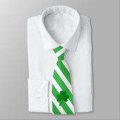 St. Patrick's Day Kleeblatts Gréen White Stripes Krawatte (Gebunden)