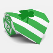 St. Patrick's Day Kleeblatts Gréen White Stripes Krawatte (Gerollt)