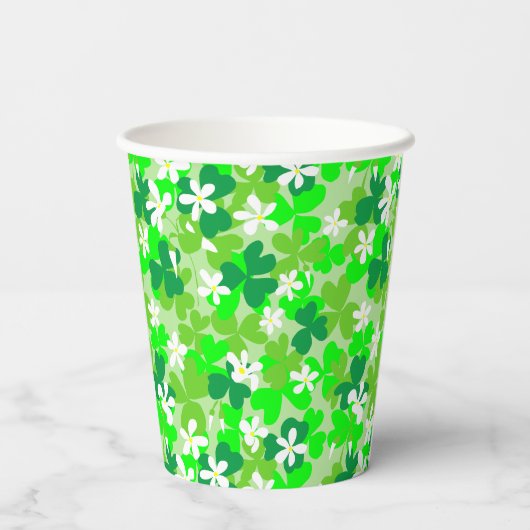 St Patrick's Day Kleeblatts Pattern Pappbecher (Rückseite)