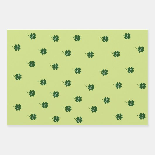 St. Patrick's Day Kleeblatts Set von 3 Geschenkpapier Set (Vorderseite)