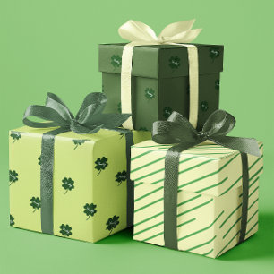 St. Patrick's Day Kleeblatts Set von 3 Geschenkpapier Set