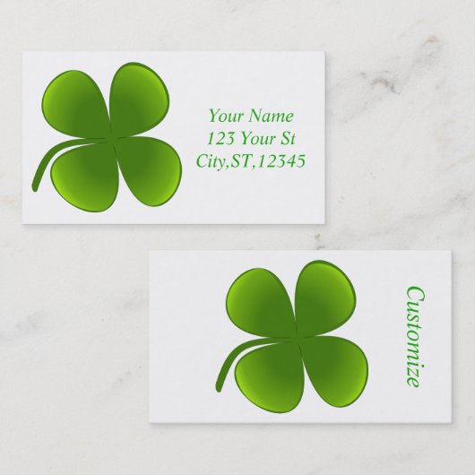 St Patrick's Day Kleeblatts Thunder_Cove Visitenkarte (Vorne/Hinten)