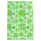 St Patrick's Day Kleeblatts und Gingham Pattern Mittlere Geschenktüte (Rückseite)