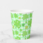 St Patrick's Day Kleeblatts und Gingham Pattern Pappbecher (Rechts)