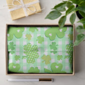 St Patrick's Day Kleeblatts und Gingham Pattern Seidenpapier (Geschenk)