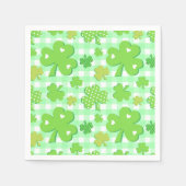 St Patrick's Day Kleeblatts und Gingham Pattern Serviette (Vorderseite)