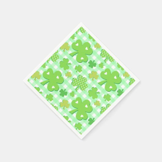St Patrick's Day Kleeblatts und Gingham Pattern Serviette (Ecke)