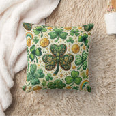 St. Patrick's Day Kleeblatts und Gold Design Kissen (Decke)