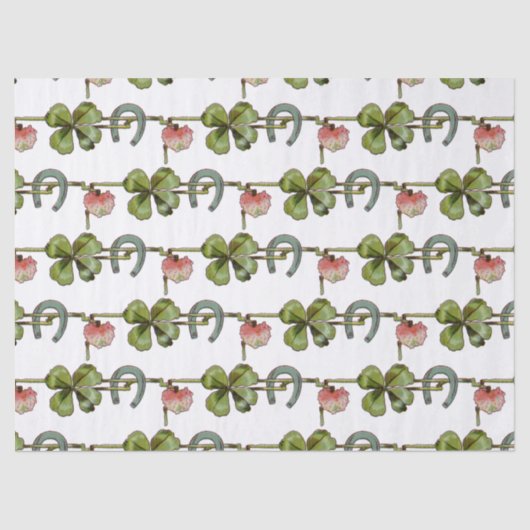 ST PATRICK'S DAY , KLEEBLATTS UND PORSESHOW White Seidenpapier (Vorderseite)