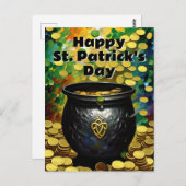 St. Patrick's Day Kleeblatts und Pot of Gold Postkarte (Vorne/Hinten)