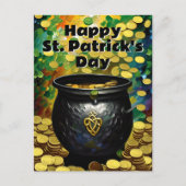 St. Patrick's Day Kleeblatts und Pot of Gold Postkarte (Vorderseite)