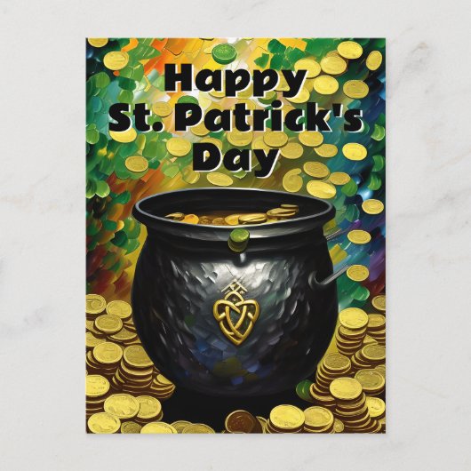 St. Patrick's Day Kleeblatts und Pot of Gold Postkarte (Vorderseite)