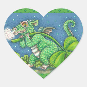 ST. PATRICK'S DAY KLEINE IRISH DRAGON FANTASY Herz-Aufkleber