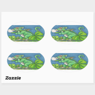 ST. PATRICK'S DAY KLEINE IRISH DRAGON FANTASY OVALER AUFKLEBER