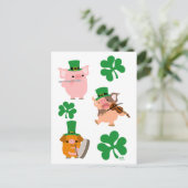 St Patrick's Day Kleine Musiker Postcard Postkarte (Stehend Vorderseite)