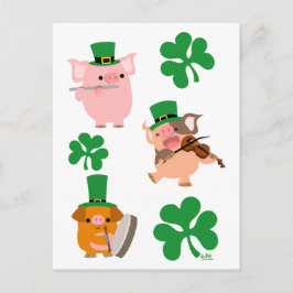 St Patrick's Day Kleine Musiker Postcard Postkarte