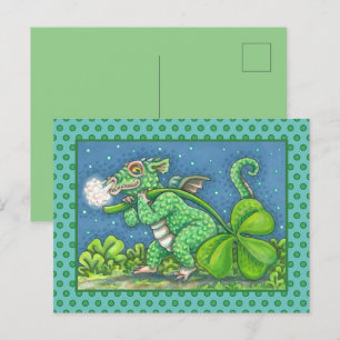 ST. PATRICK'S DAY KLEINER IRISCHER DRACHE FANTASY FEIERTAGSPOSTKARTE