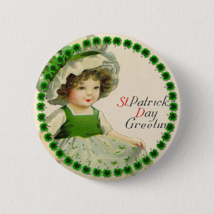 St. Patrick's Day kleines irisches Mädchen Button