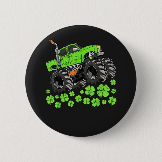 St Patricks Day Kleinkind Glücklicher Monstertruck Button (Vorderseite)