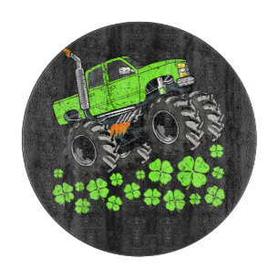 St Patricks Day Kleinkind Glücklicher Monstertruck Schneidebrett