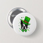 St Patricks Day Kobold Boston Terrier Shamrock  Button (Vorne & Hinten)