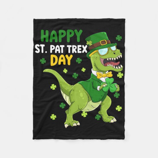 St Patricks Day Kobold Dinosaur Dino Glücklich St Fleecedecke (Vorderseite)