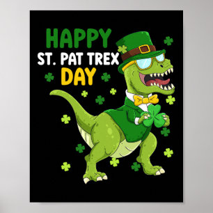 St Patricks Day Kobold Dinosaur Dino Glücklich St Poster