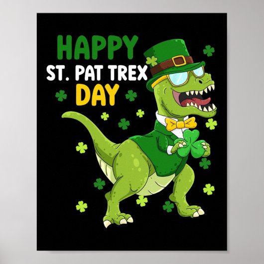 St Patricks Day Kobold Dinosaur Dino Glücklich St  Poster (Vorne)
