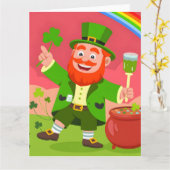 St. Patrick's Day Kobold-Illustration Karte (Gelbe Blume)
