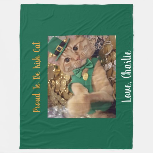 St. Patrick's Day Kobold Katze Fleecedecke (Vorderseite)