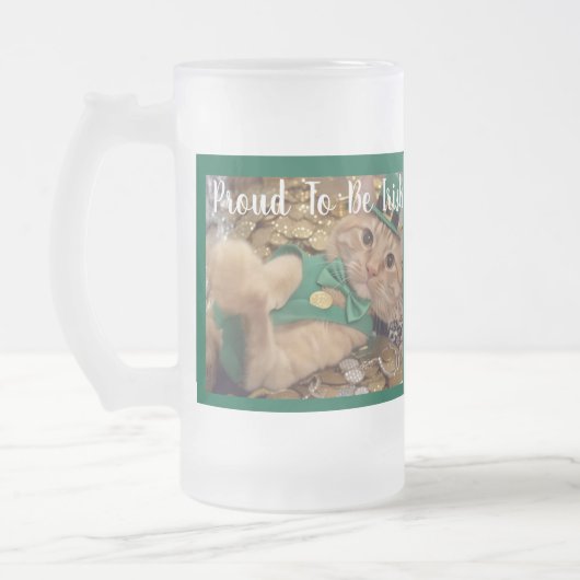 St. Patrick's Day Kobold Katze  Mattglas Bierglas (Links)