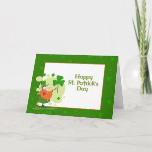 St. Patrick's Day Kobold mit Kleeblatt Karte