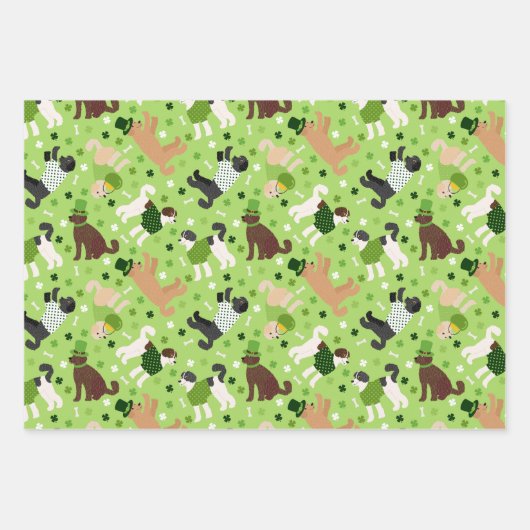 St. Patrick's Day Labradoodle / Goldendoodle Geschenkpapier Set (Vorderseite)