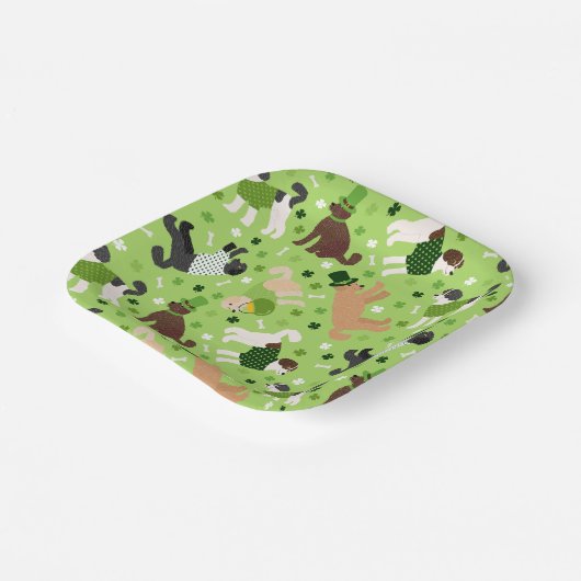 St. Patrick's Day Labradoodle / Goldendoodle Pappteller (Gewinkelt)