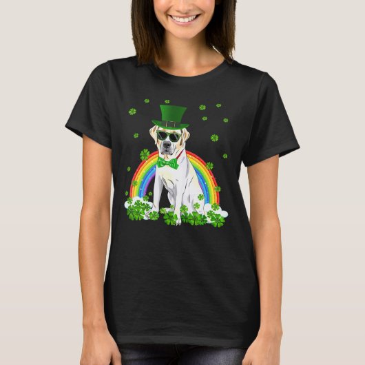 St Patrick's Day Labrador Kleeblatt Pet Dog T-Shirt (Vorderseite)