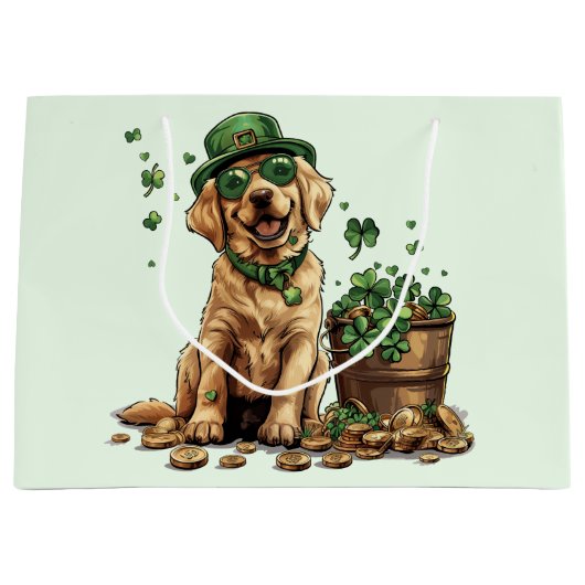 St. Patrick's Day Labrador Retriever Dog Große Geschenktüte (Vorderseite)