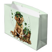 St. Patrick's Day Labrador Retriever Dog Große Geschenktüte (Rückseite Schrägansicht)