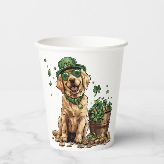 St. Patrick's Day Labrador Retriever Dog Pappbecher (Vorderseite)