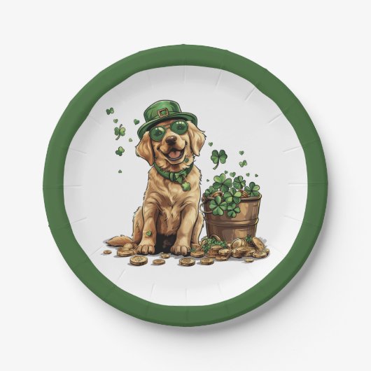 St. Patrick's Day Labrador Retriever Dog Pappteller (Vorderseite)